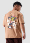 fanideaz Mens Half Sleeve Oversized Demon Slayer Printed Cotton Tshirt
