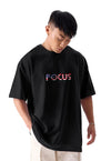 fanideaz Mens Half Sleeve Oversized Focus Printed Cotton Tshirt