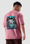 fanideaz Mens Half Sleeve Oversized GTA Printed Cotton Tshirt