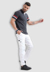 fanideaz Branded Mens Half Sleeve Cotton Striped Polo T-Shirt for Mens