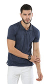 fanideaz Mens Cotton Half Sleeve Striped Combo 1 Polo Navy  T Shirt with Collar