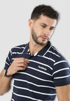 fanideaz Mens Cotton Half Sleeve Branded Polo Navy  T Shirt with Collar