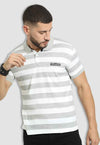 fanideaz Mens Cotton Half Sleeve Branded Polo White and gray T Shirt with Collar