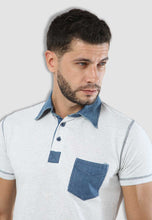 Load image into Gallery viewer, fanideaz Men&#39;s Denim Collar Premium Polo T Shirt with Denim Pocket
