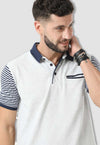 fanideaz Men’s Cotton Navy Blue Striped Polo T Shirt with Collar and Pocket