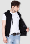 fanideaz Branded Hooded Cotton Stylish Zipper Jacket Sleeveless Tshirts for Men