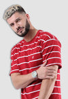 fanideaz Cotton Round Neck Striped Oversized Half Sleeve T-Shirt for Mens