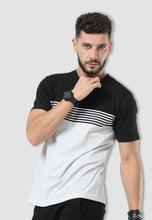 Load image into Gallery viewer, fanideaz Mens Cotton Half Sleeve Striped Round Neck T Shirt
