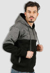 fanideaz Men's Cotton Grindle Color Block Hooded Sweatshirt with Zip