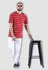fanideaz Cotton Round Neck Striped Oversized Half Sleeve T-Shirt for Mens