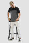 fanideaz Mens Cotton Half Sleeve Striped Round Neck T Shirt