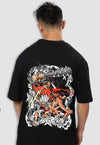 fanideaz Mens Half Sleeve Oversized Anime Printed Cotton Tshirt