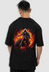 fanideaz Mens Half Sleeve Oversized Ghost Rider Printed Cotton Tshirt