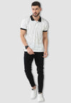fanideaz Mens Half Sleeve Cotton Striped Branded Polo T-shirt for Mens