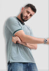 fanideaz Mens Half Sleeve Cotton Bird Eye Textured Branded Polo T-Shirt for Mens