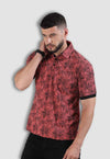 fanideaz Mens Half Sleeve Cotton Floral Printed Branded Polo T-Shirt for Mens