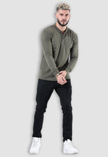 Load image into Gallery viewer, fanideaz Men’s Cotton Full Sleeve Henley Classic Olive T Shirts for Men
