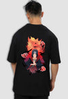 fanideaz Mens Half Sleeve Oversized Anime Itachi Printed Cotton Tshirt