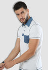 fanideaz Men's Denim Collar Premium Polo T Shirt with Denim Pocket