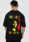 fanideaz Mens Half Sleeve Oversized One Love Printed Cotton Tshirt