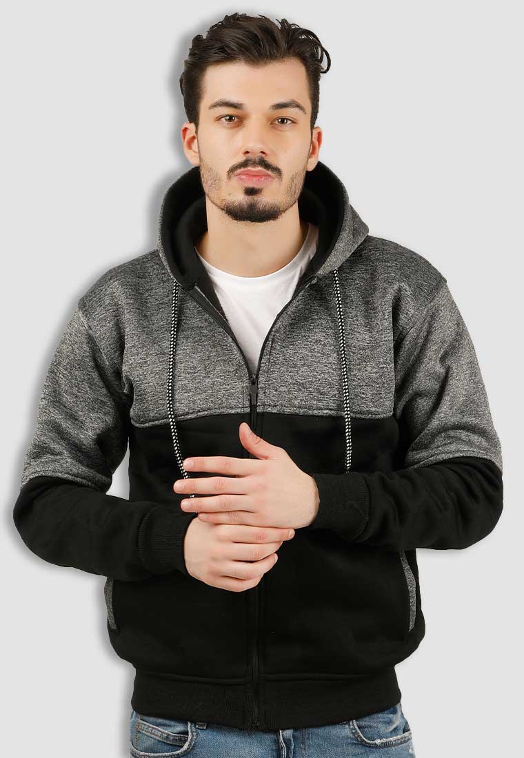 fanideaz Men's Cotton Grindle Color Block Hooded Sweatshirt with Zip