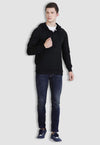 fanideaz Rich Cotton Sweatshirt Classic Black Henley Button Hoodies for Men Stylish