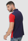 fanideaz Mens Cotton Half Sleeve Striped Polo Navy T Shirt with Collar