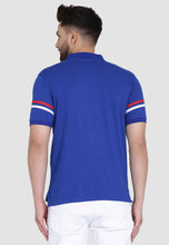 Load image into Gallery viewer, fanideaz Mens Cotton Half Sleeve Striped Polo Royal Blue T Shirt with Collar
