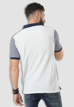 Load image into Gallery viewer, fanideaz Men’s Cotton Navy Blue Striped Polo T Shirt with Collar and Pocket
