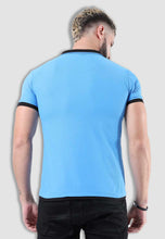 Load image into Gallery viewer, fanideaz Men&#39;s Blue Collar Premium Cotton Polo  Turquoise with Black CollarTshirt
