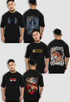 fanideaz Mens Custom Anime Oversized Half Sleeve Printed Anime Combo 3 Cotton T-Shirt