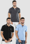 fanideaz Mens Cotton Half Sleeve Solid Combo 3 Polo T Shirt with Collar