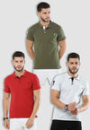 fanideaz Mens Cotton Half Sleeve Solid Combo 2 Polo T Shirt with Collar