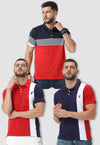 fanideaz Mens Cotton Half Sleeve Striped Combo 3Polo Navy T Shirt with Collar