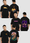 fanideaz Mens Custom Anime Oversized Half Sleeve Printed Anime Combo 1 Cotton T-Shirt