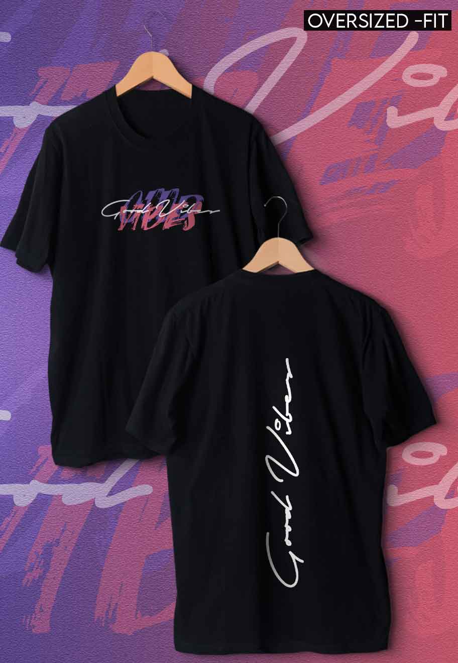 fanideaz Mens Half Sleeve Oversized Good Vibes Printed Cotton Tshirt