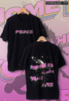 fanideaz Mens Half Sleeve Oversized Peace Printed Cotton Tshirt