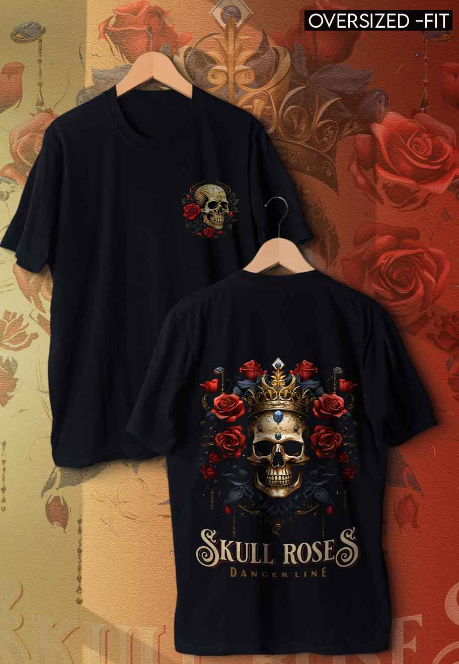 fanideaz Mens Half Sleeve Oversized Skull Printed Cotton Tshirt
