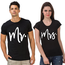 Load image into Gallery viewer, fanideaz Cotton Mr Mrs Printed Couple T Shirt